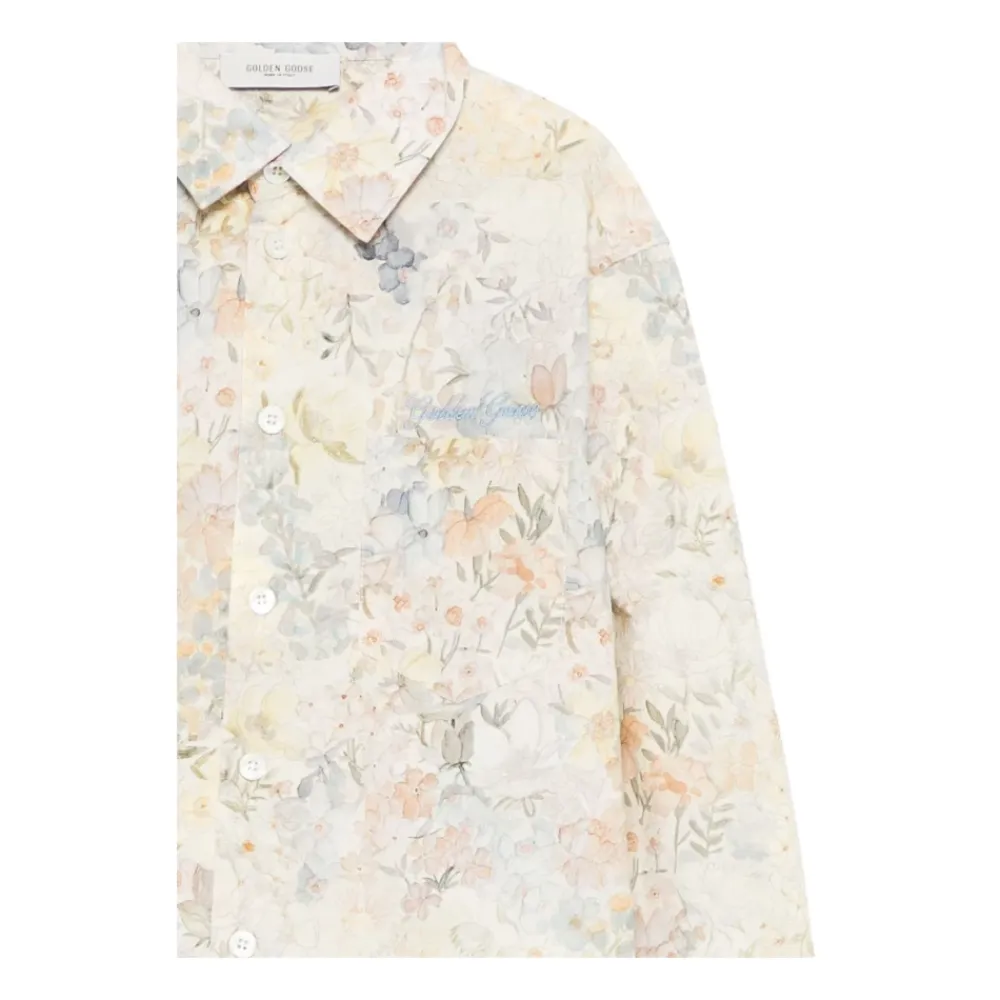 Baumwollhemd mit Blumenmuster>Golden Goose Sale