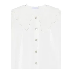 Baumwollshirt mit gewelltem Kragen>Laranjinha Outlet