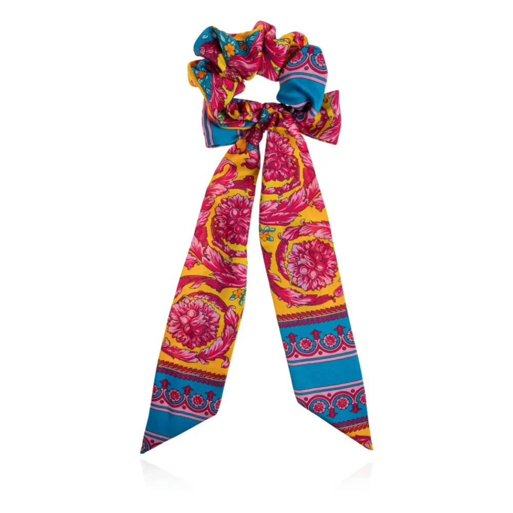 Bedrucktes Twill-Haargummi mit Schal und Schleife>Versace Sale
