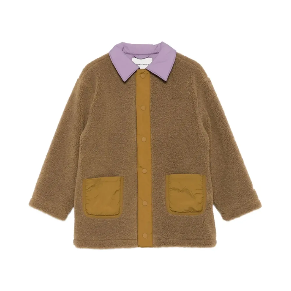 Beige Teddy Textur Kragen Jacke>Bobo Choses Discount