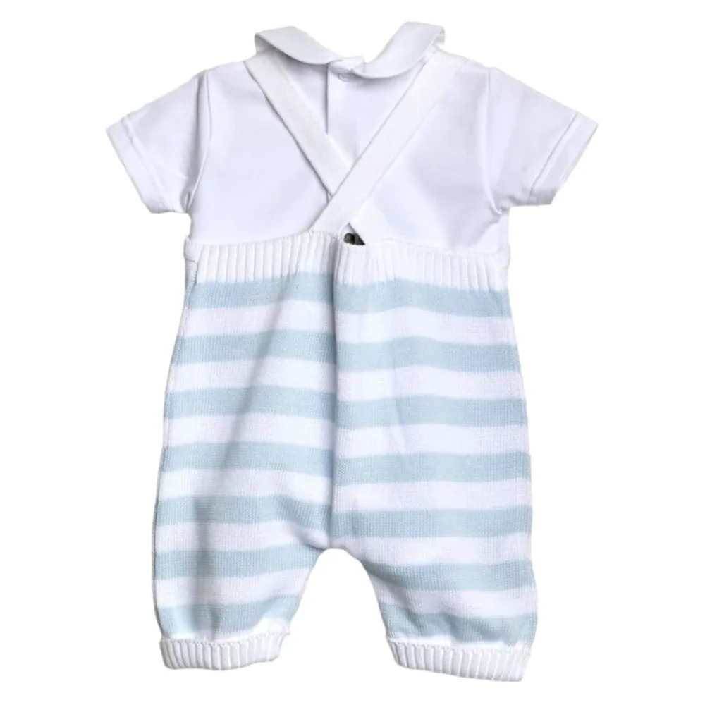 Blau Gestreiftes Baumwoll-Salopette-Kleid>Little Bear