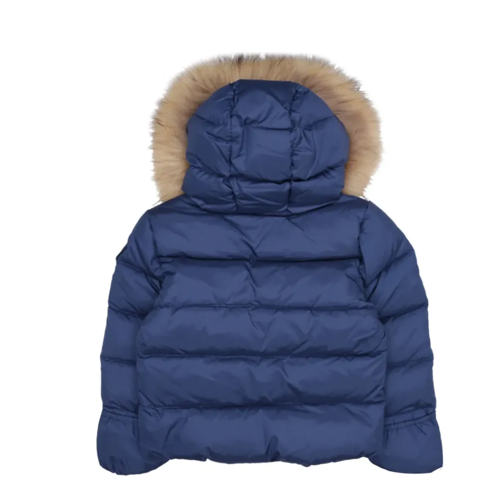 Technischer Stoffmantel mit Kapuze>Blauer