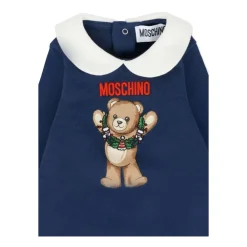 Body mit Peter-Pan-Kragen und Teddybär-Print mit Druckknopf-Booties><noscript><img width=