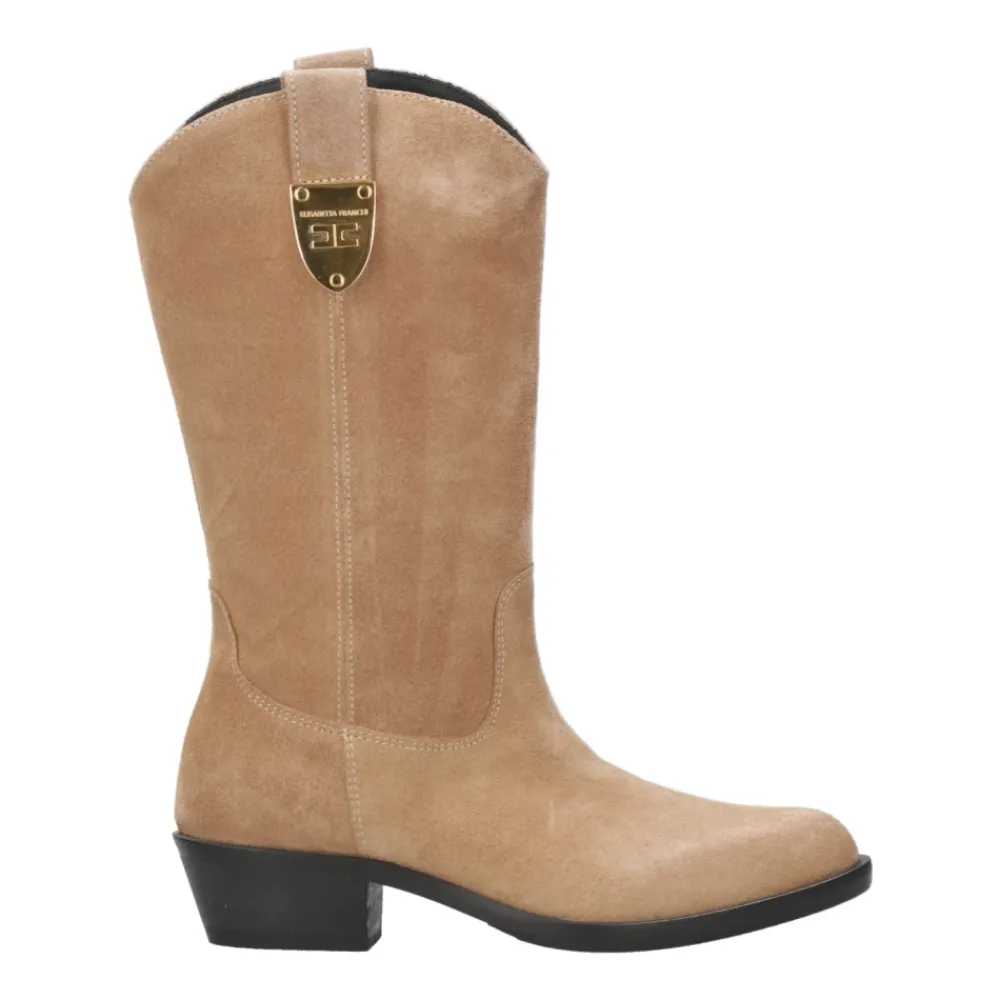 e Wildleder Camperos Stiefel mit Logo>Elisabetta Franchi Best