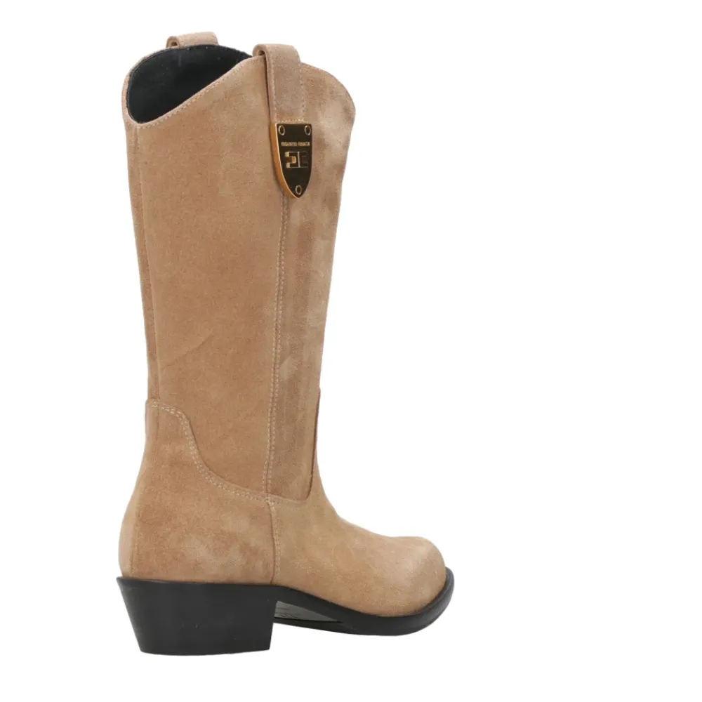 e Wildleder Camperos Stiefel mit Logo>Elisabetta Franchi Best