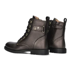 Bronzefarbene Leder-Mädchenschnürstiefel><noscript><img width=