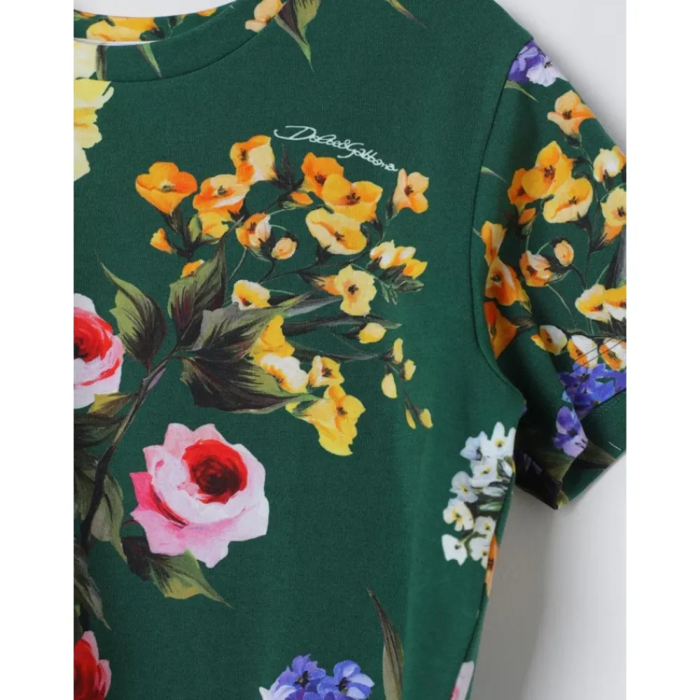 Buntes Blumen-T-Shirt für Kinder>Dolce & Gabbana Sale