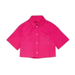Camicia in cotone con logo ricamato sul petto>Max & Co
