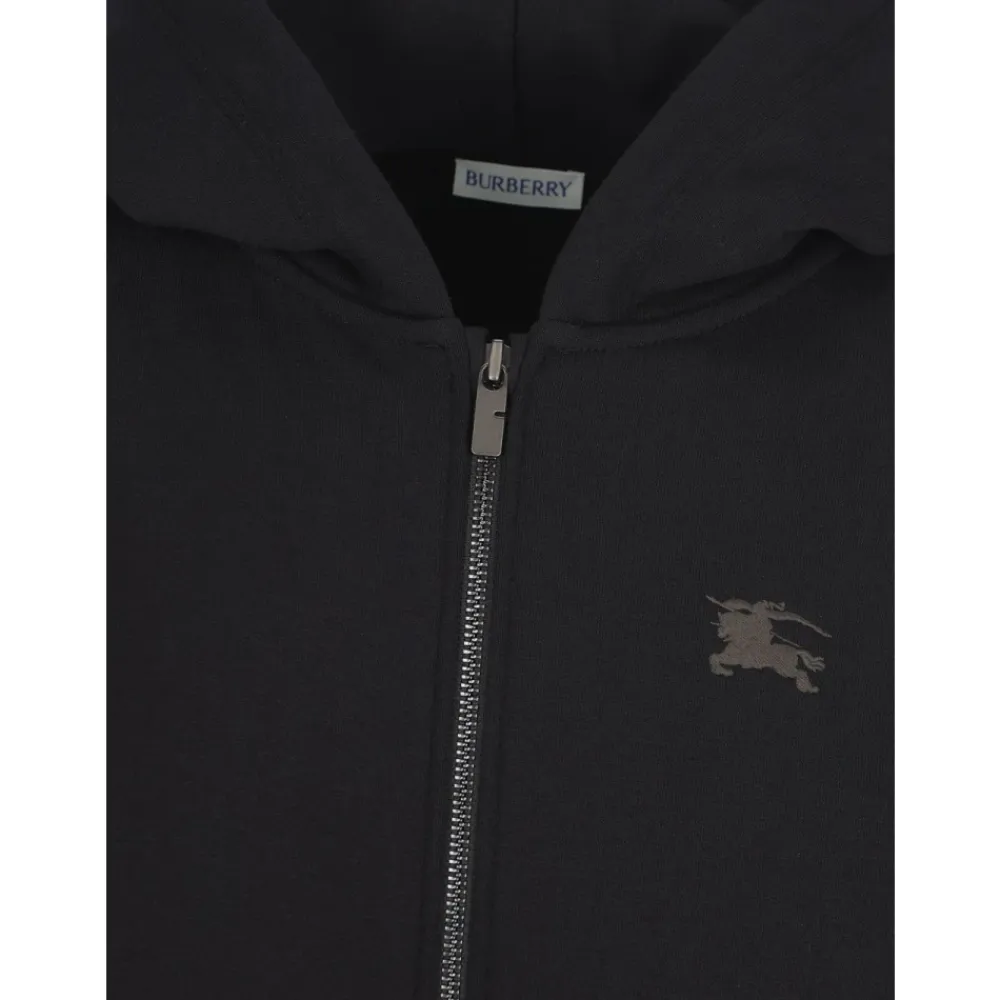 Check Trim Cotton Zip Hoodie>Burberry New