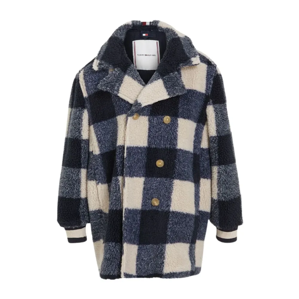 Checked Teddy Coat>Tommy Hilfiger Clearance
