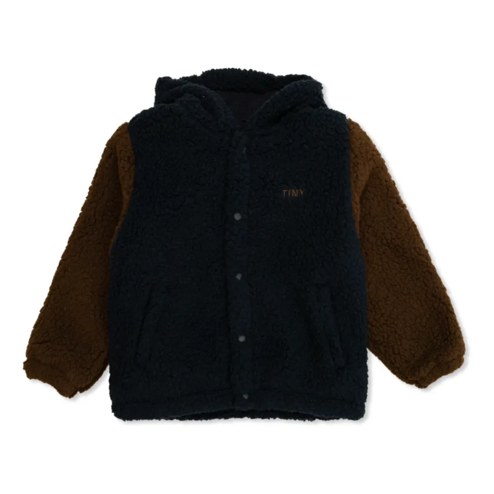 Color Block Polar Sherpa Hoodie>Tinycottons