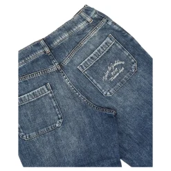 Cotton Denim Bermuda Shorts><noscript><img width=