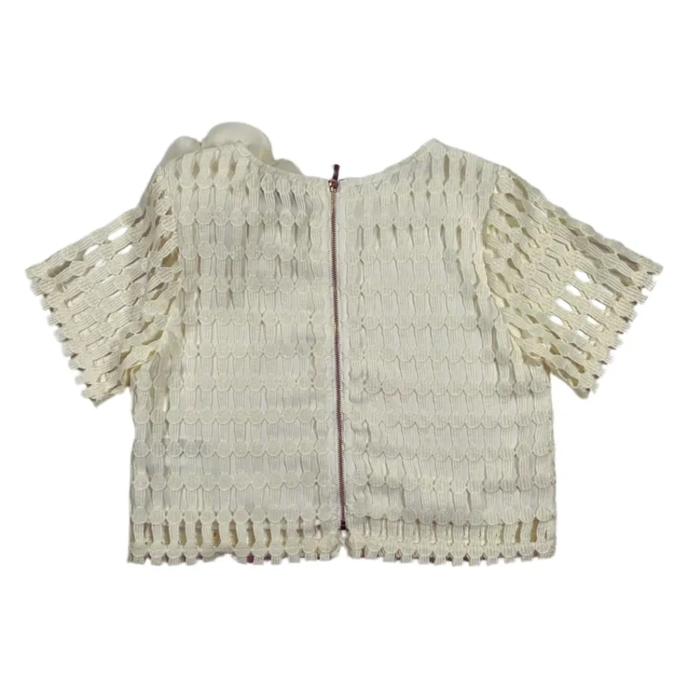 Cremefarbene schimmernde Tunika mit Blumenapplikation>Manila Grace Clearance