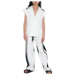 Cremefarbene Weste mit schwarzem Streifendetail><noscript><img width=