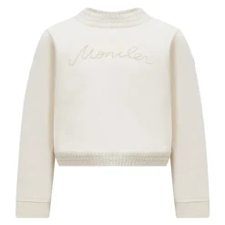 Cremefarbener Cropped Pullover mit Woll-Details>Moncler Clearance