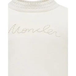 Cremefarbener Cropped Pullover mit Woll-Details>Moncler Clearance
