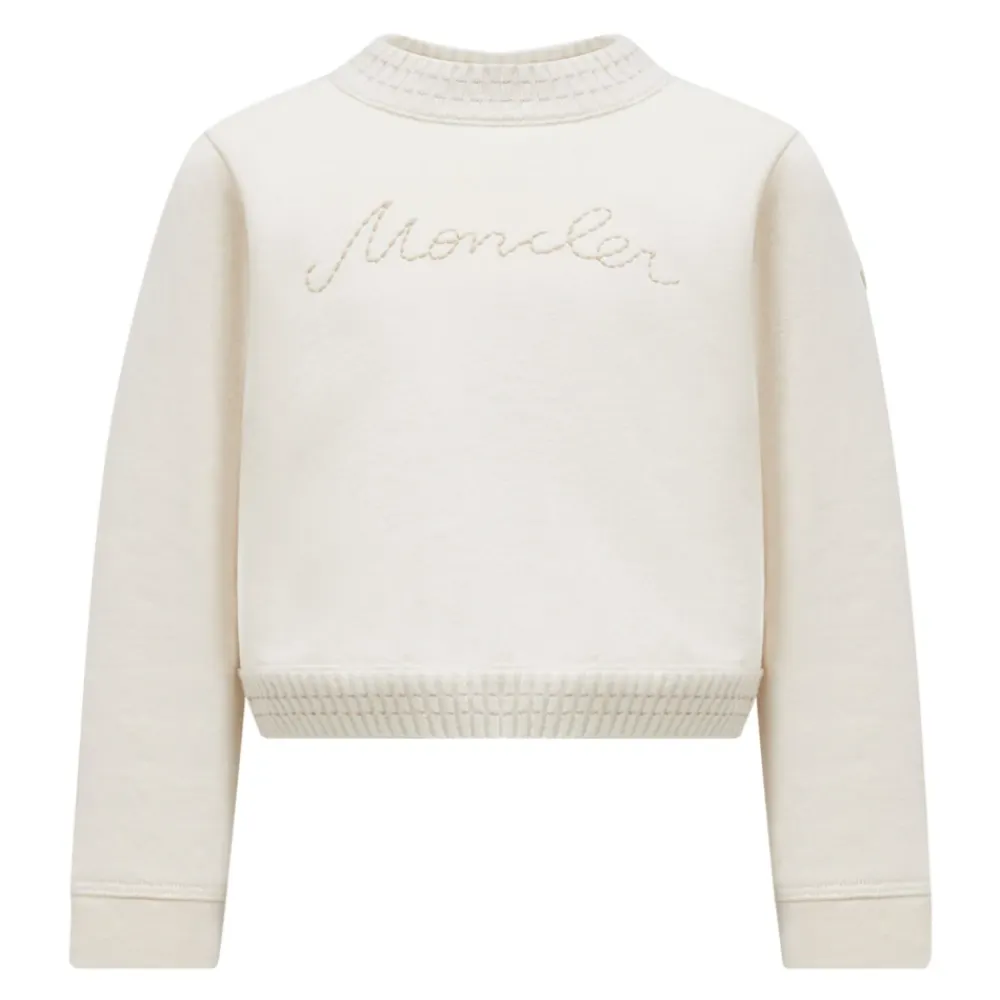 Cremefarbener Cropped Pullover mit Woll-Details>Moncler Clearance
