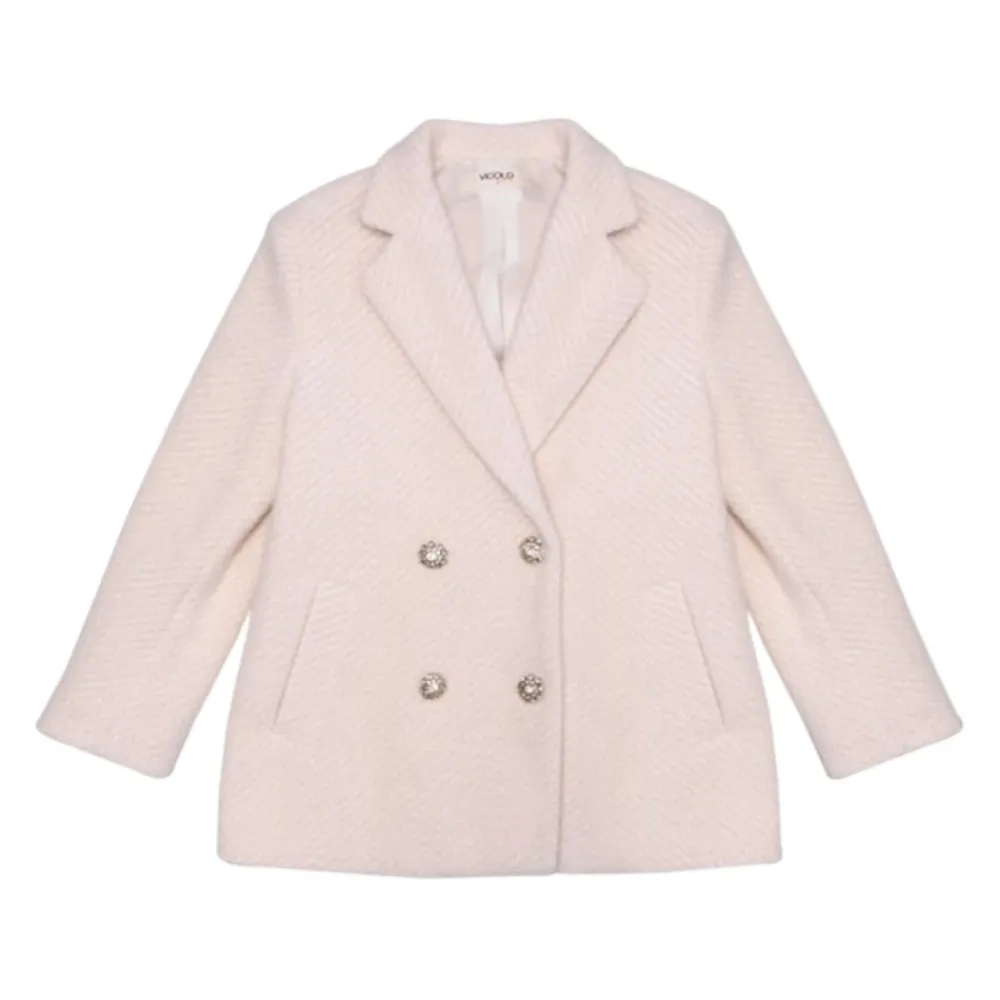 Cremefarbener Kindermantel mit Doppelreiher>ViCOLO