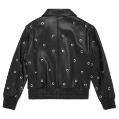 Cropped Leather Bomber LS Eyelet>Philipp Plein