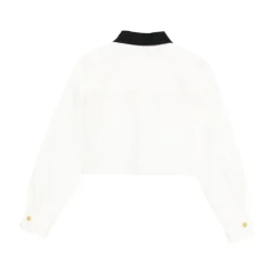 Cropped-Shirt mit Schleifenknotenkragen>Elisabetta Franchi Outlet
