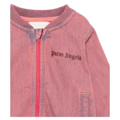 Denim Bomberjacke mit Logo-Print>Palm Angels Outlet