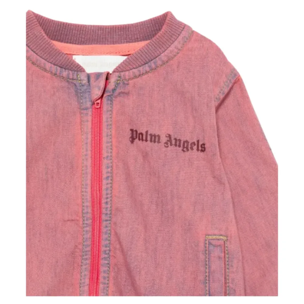 Denim Bomberjacke mit Logo-Print>Palm Angels Outlet