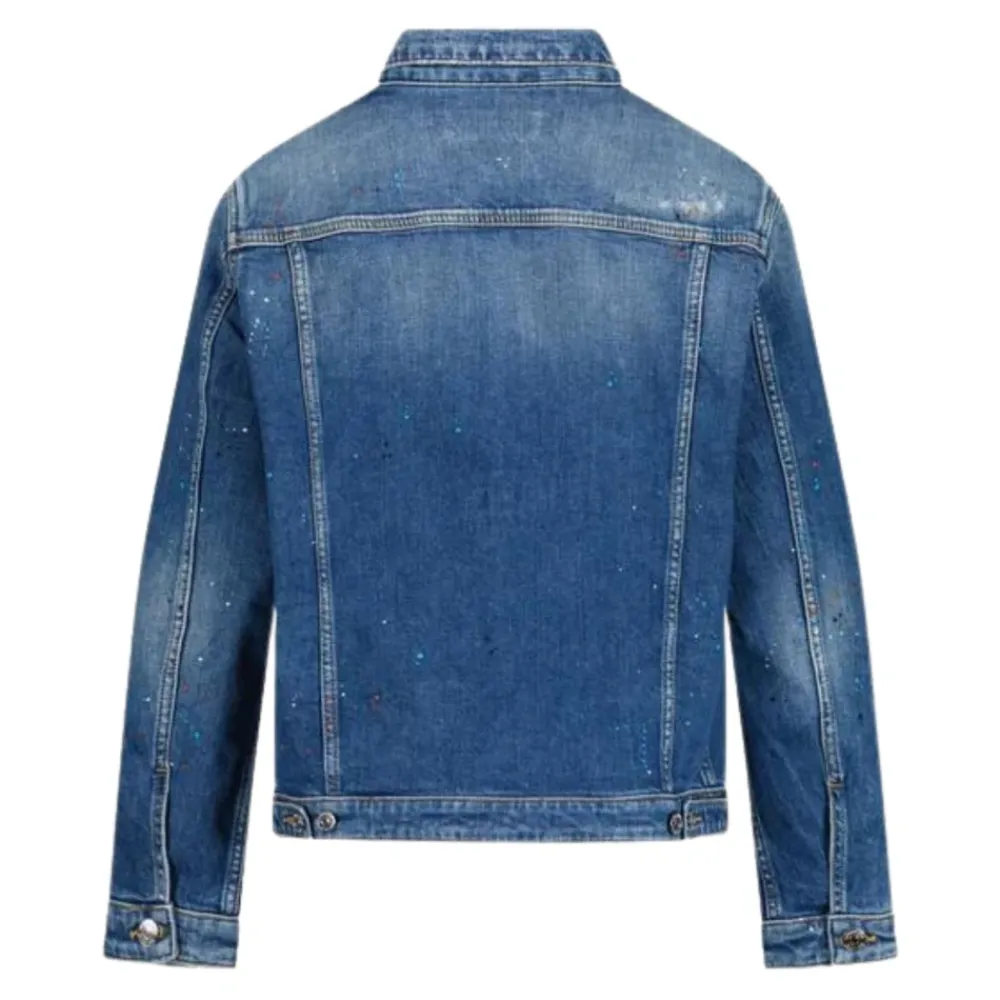 Denimjacke mit Farbspritzern für Kinder>Dsquared2 New