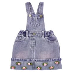 Denim-Latzhose mit kleinen Rosen>Monnalisa Online