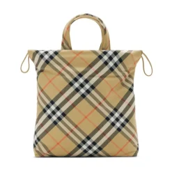 Drawstring Check Tote>Burberry Clearance