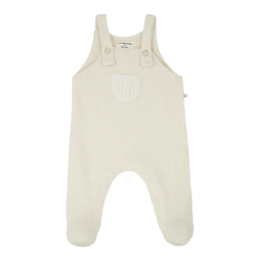 Ecru Baumwoll-Salopettekleid mit Holzknöpfen>1 + IN THE FAMILY New