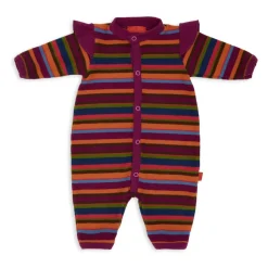 Fuchsia Gestreifter Fleece-Strampler>GALLO Online