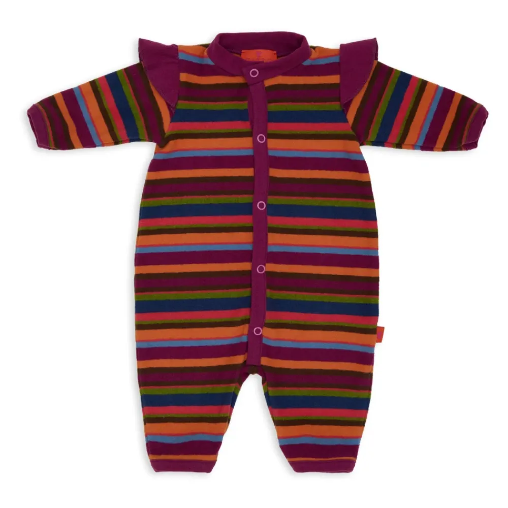 Fuchsia Gestreifter Fleece-Strampler>GALLO Online