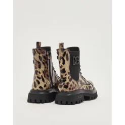 Gedruckte, glänzende Stiefeletten aus Kalbsleder><noscript><img width=