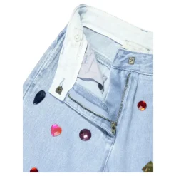 Gem-Embellished Denim Jeans><noscript><img width=