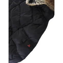 Gepolsterte Nylonjacke mit Kunstfell><noscript><img width=