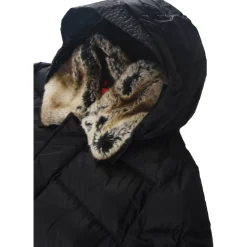 Gepolsterte Nylonjacke mit Kunstfell><noscript><img width=