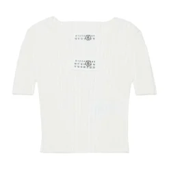Geripptes Baumwoll-T-Shirt>MM6 Maison Margiela