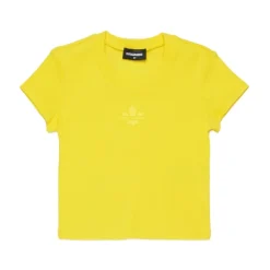 Geripptes T-Shirt mit Logo und Rundhalsausschnitt>Dsquared2 Clearance