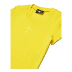 Geripptes T-Shirt mit Logo und Rundhalsausschnitt><noscript><img width=