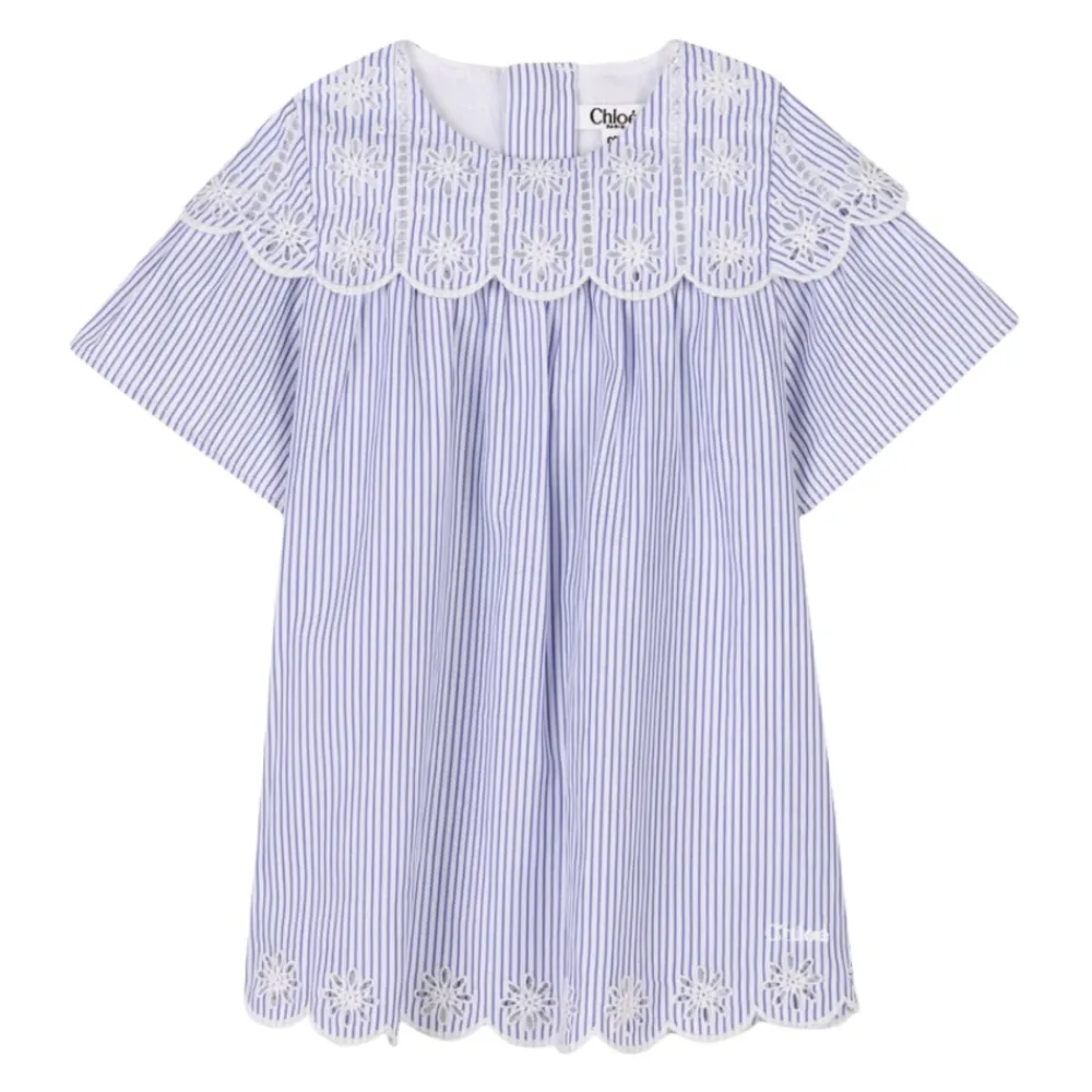 Gestreiftes Kleid mit gewelltem Saum>Chloé Discount