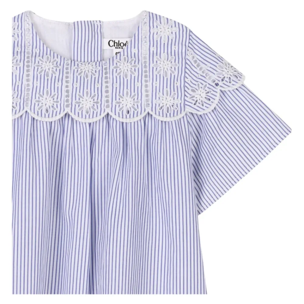 Gestreiftes Kleid mit gewelltem Saum>Chloé Discount