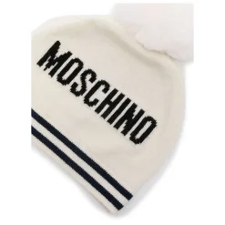 Gestrickte Mütze mit Bommel und Teddy-Logo>Moschino Hot