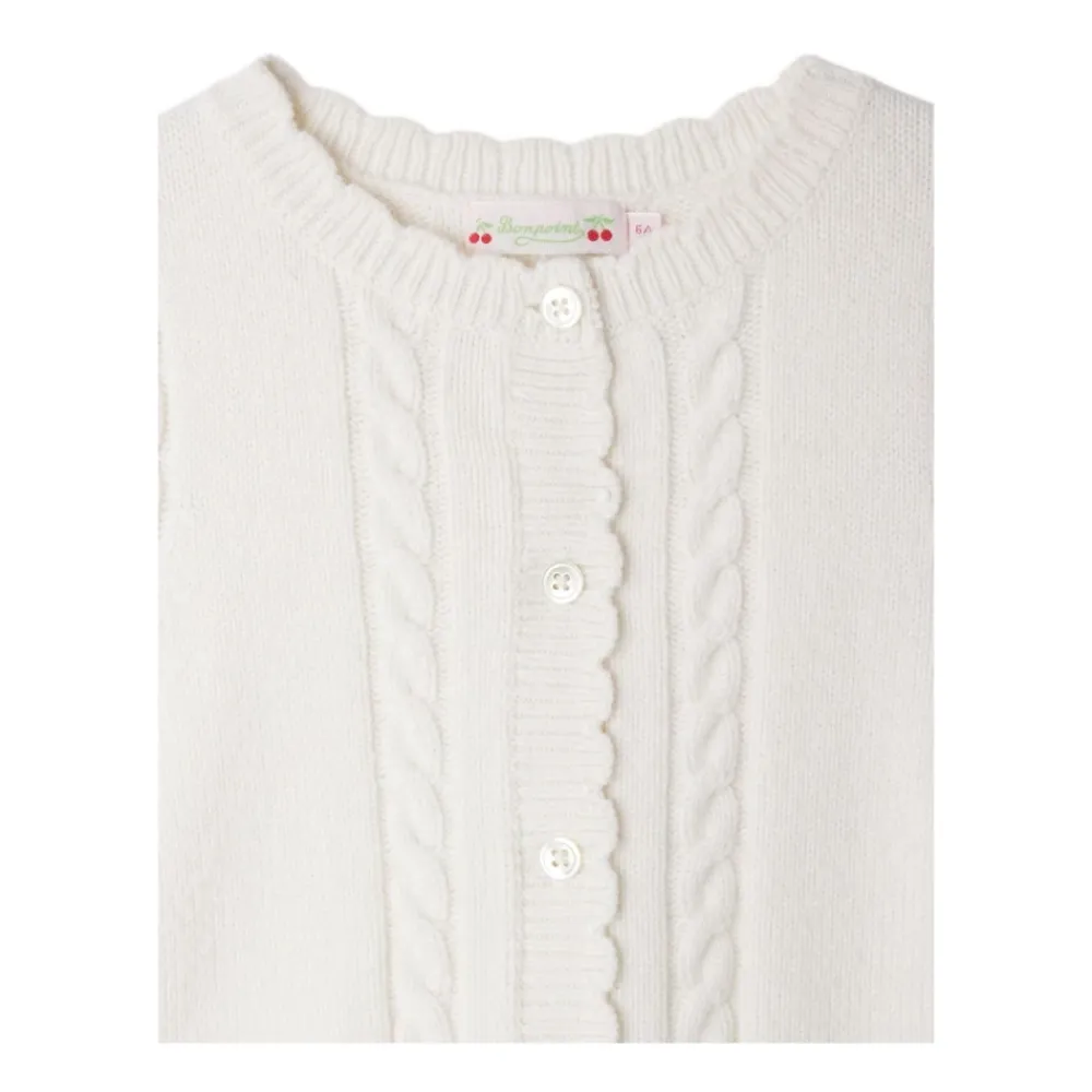 Gestrickte ärmellose Strickjacke Bianco>Bonpoint New