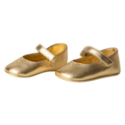 Goldene Ballerina-Schuhe mit Klettverschluss><noscript><img width=