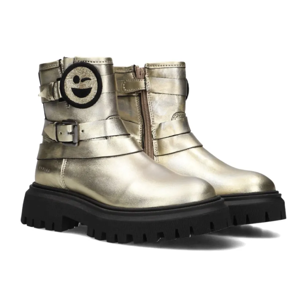 Goldene Stiefeletten mit Smiley>Nubikk