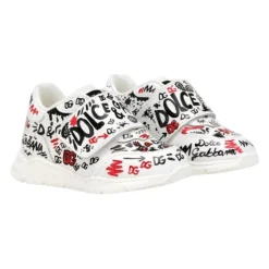 Graffiti Print Leder Sneakers>Dolce & Gabbana New