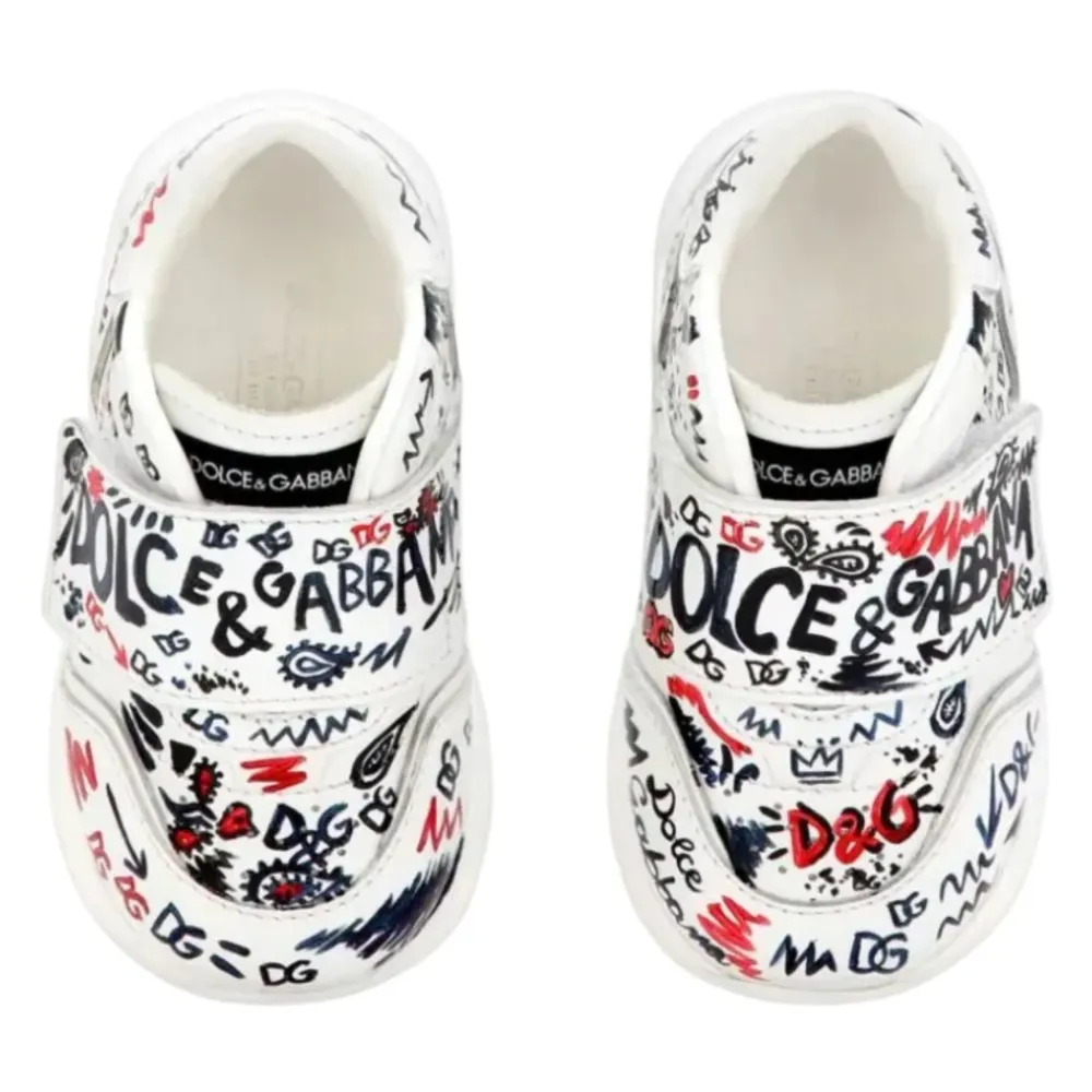 Graffiti Print Leder Sneakers>Dolce & Gabbana New