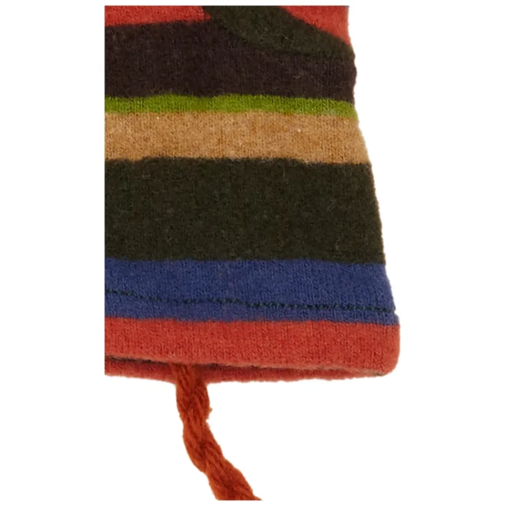 Grüne Fleece-Handschuhe für Kinder mit en Streifen>GALLO