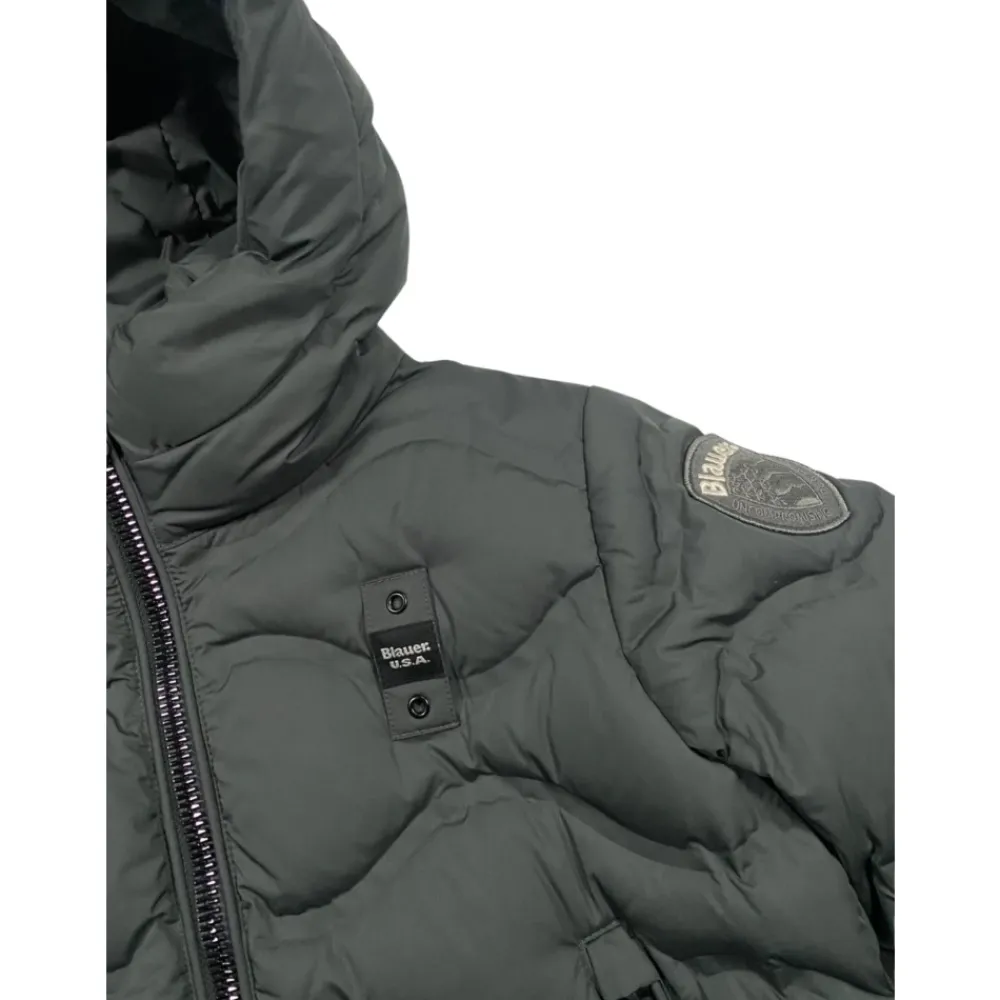 e Lange Gesteppte Kinderjacke>Blauer New