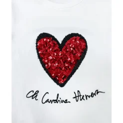 Herz Pailletten es Baumwoll-T-Shirt>Carolina Herrera New